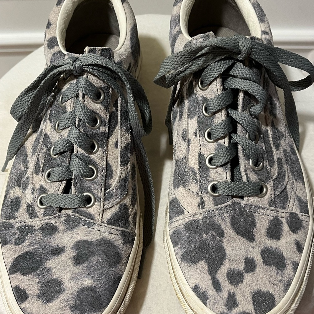 Vans Gray Leopard Print Sneakers